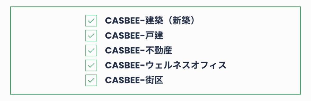 CASBEE評価認証の種類